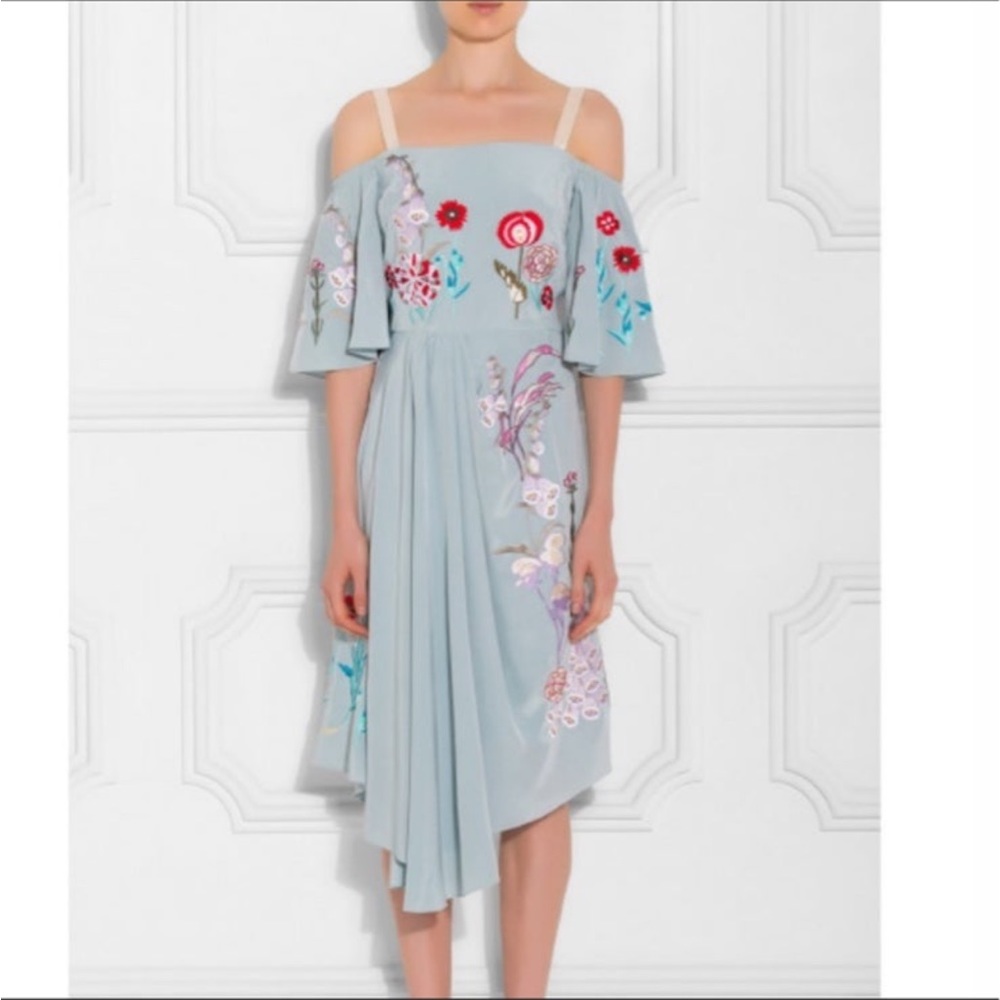 Temperley London Light Blue Floral Dress